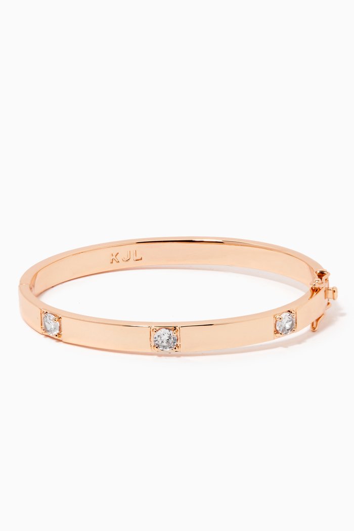 

Round CZ Station Bangle, Rose gold