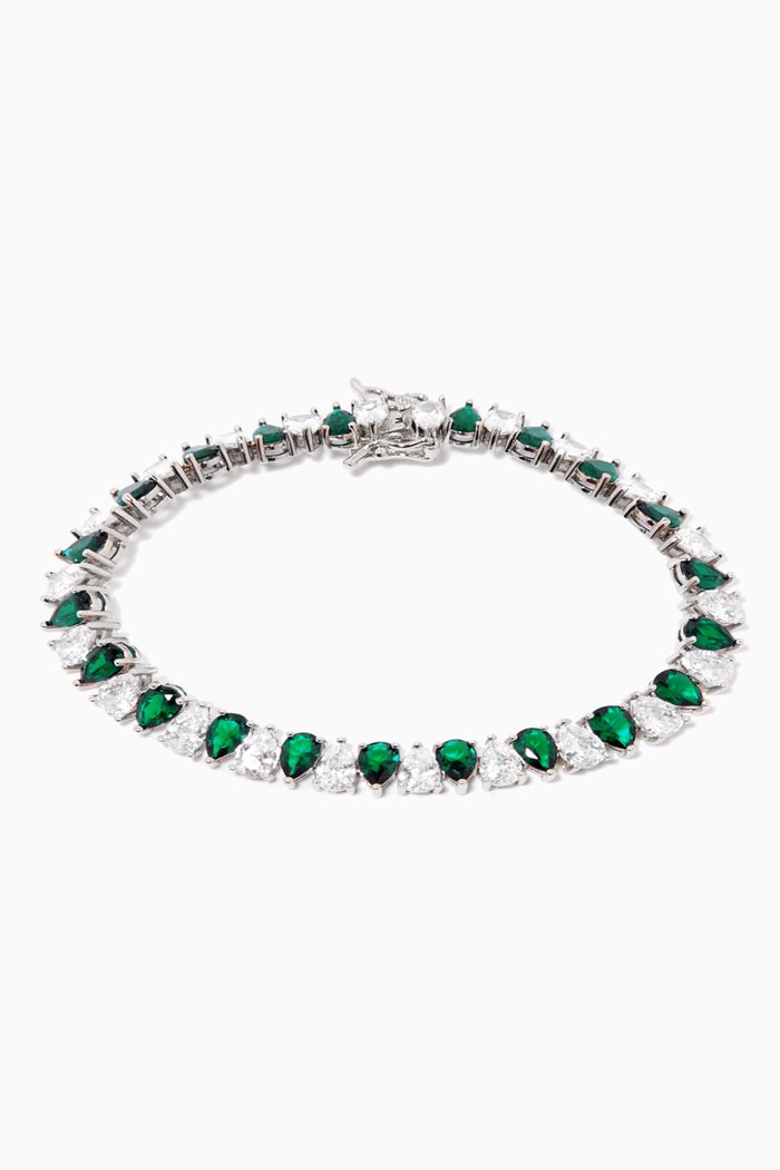 Pear CZ Bracelet, Green