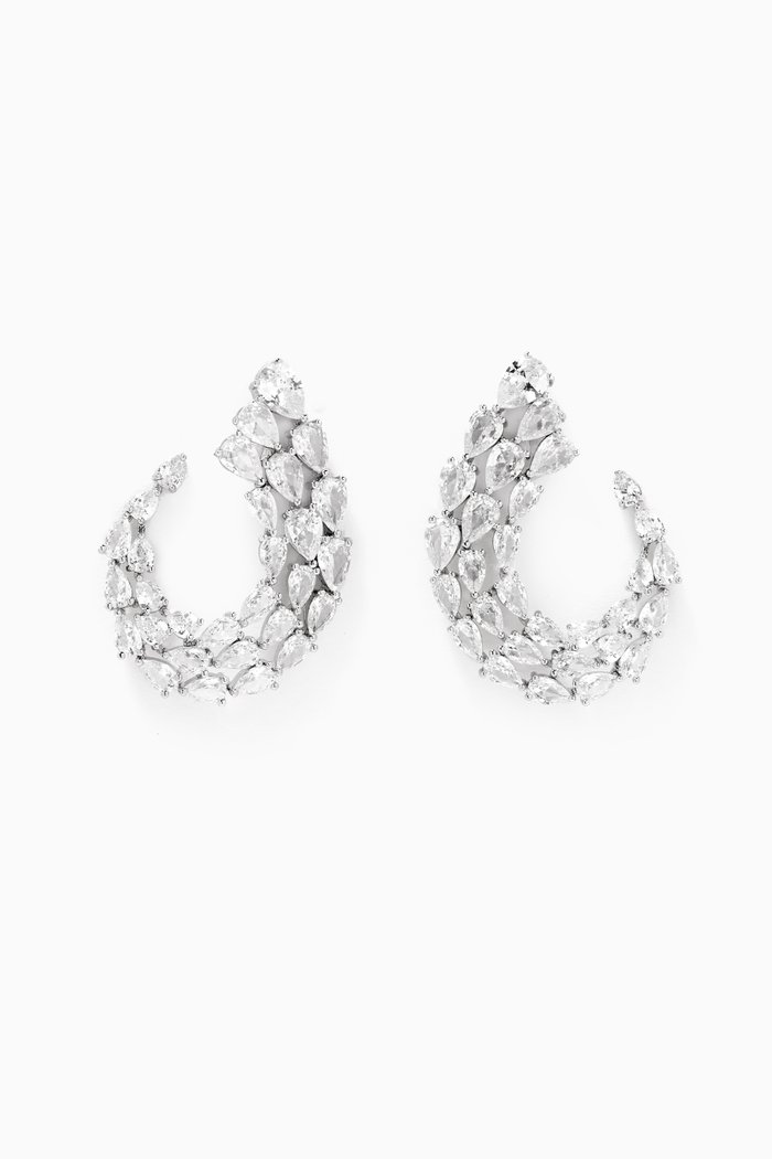 

Pear Swirl Earrings, Silver
