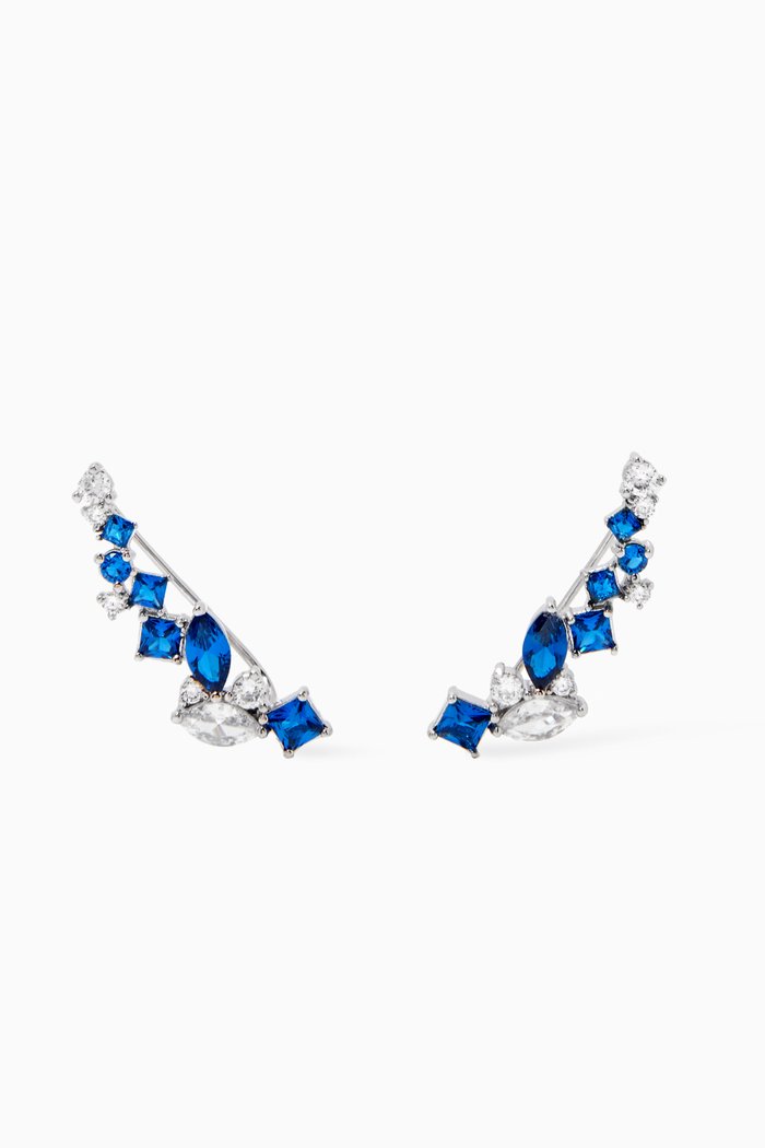 

Multi Shape CZ Crawler Earrings, Blue