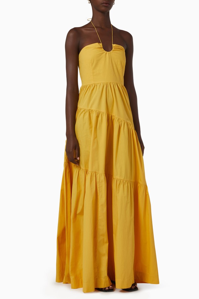 

Tie Up Tiered Maxi Dress, Yellow