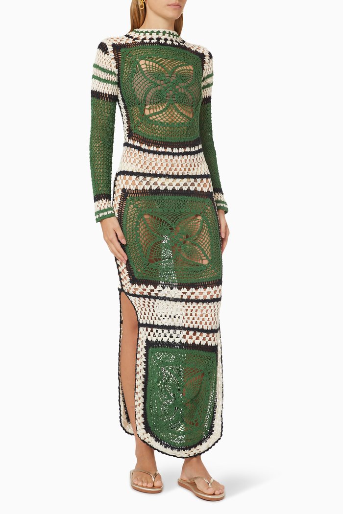 

Lucy Maxi Dress in Crocheted Cotton, Multicolour
