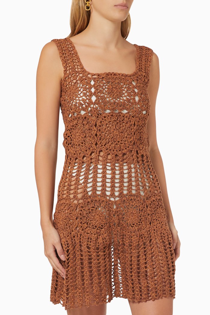 

Mandala Short Dress in Crocheted Cotton, Neutral