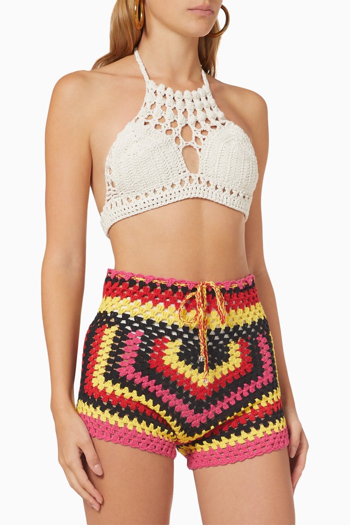 

Cenote Crop Top in Crocheted Cotton, Neutral