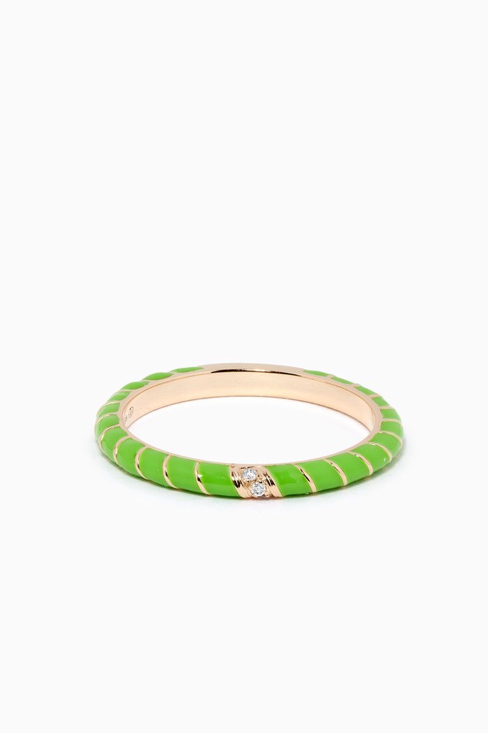 

Alliance Mini Torsade Diamond Ring in 9kt Yellow Gold, Green