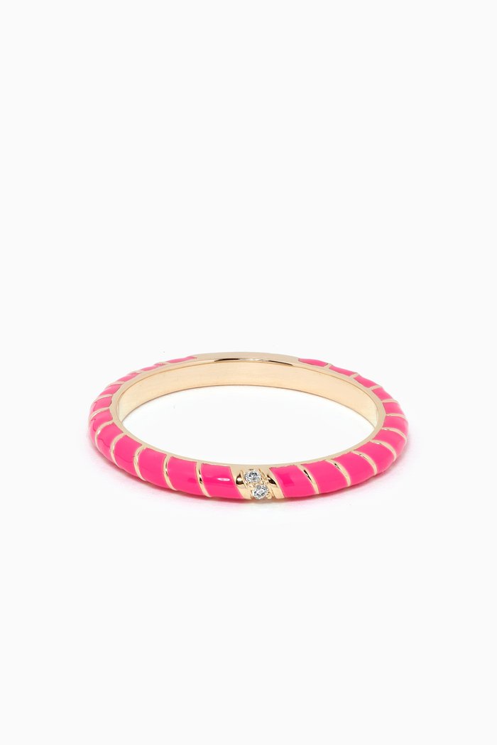 

Alliance Mini Torsade Diamond Ring in 9kt Yellow Gold, Pink