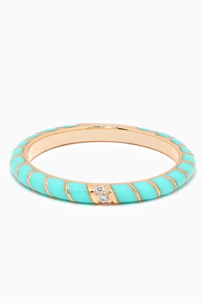 

Alliance Mini Torsade Diamond Ring in 9kt Yellow Gold, Blue