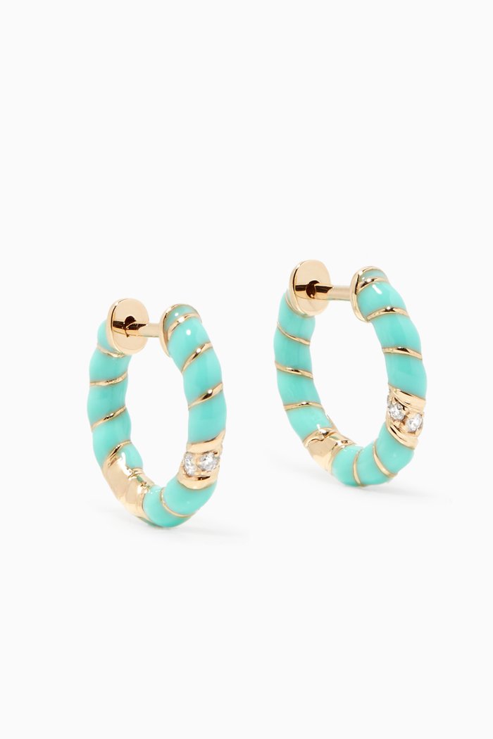 

Alliance Mini Torsade Diamond Hoop Earrings in 9kt Yellow Gold, Blue