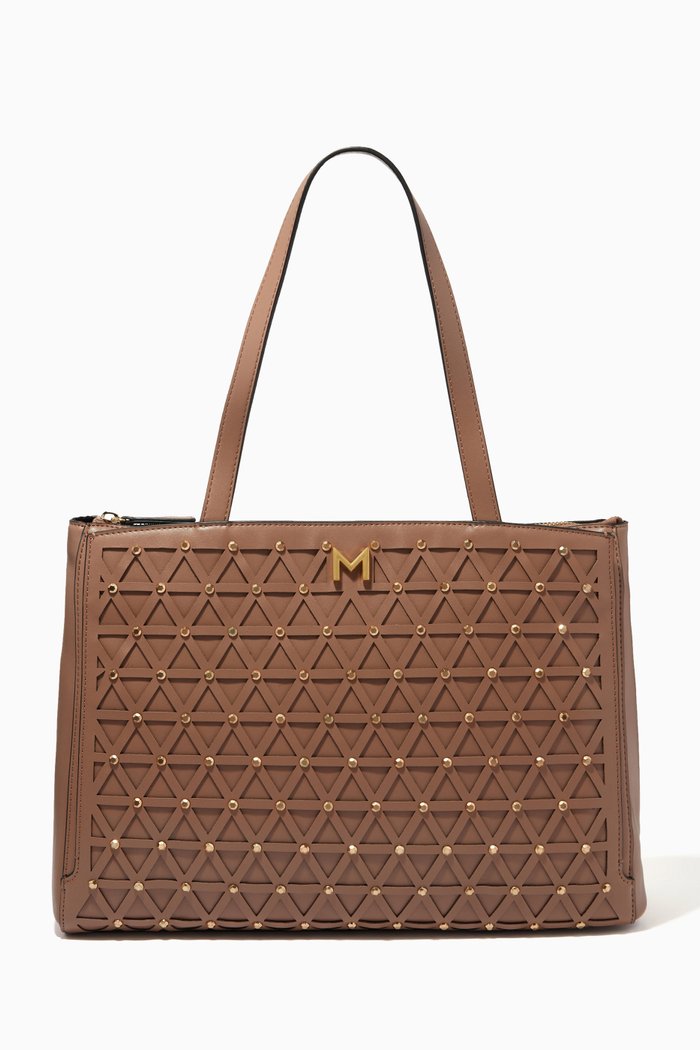 

Maretta Tote Bag in Faux Leather, Brown
