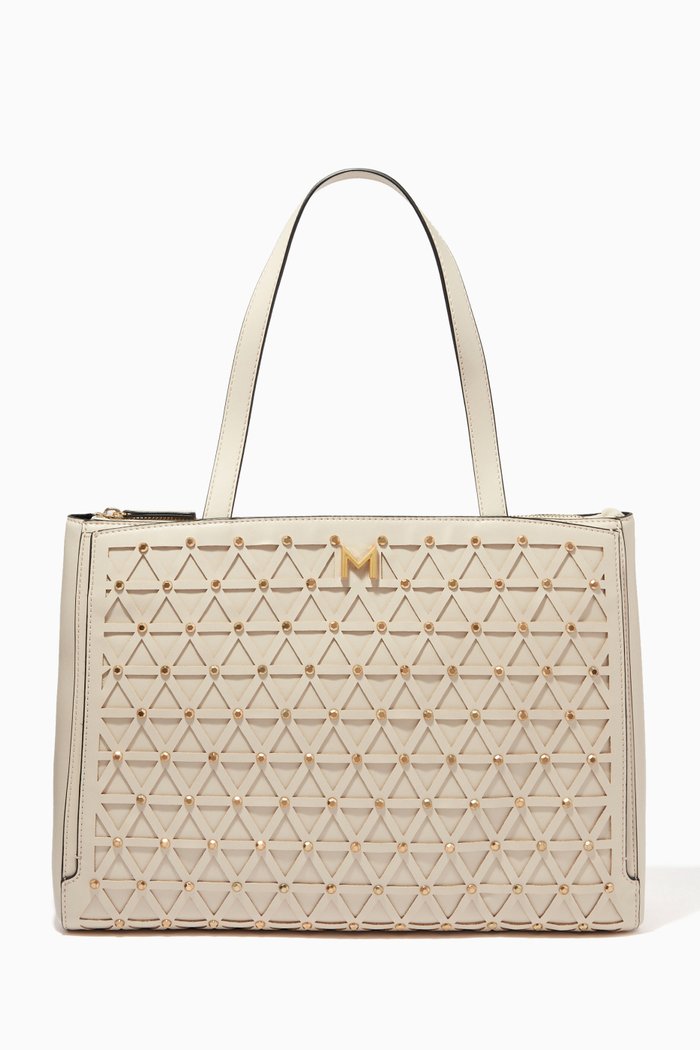 

Maretta Tote Bag in Faux Leather, White