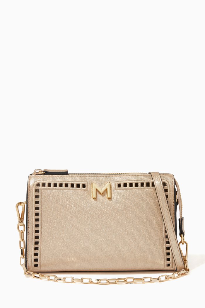 

Dial Crossbody Bag in Faux Leather, Neutral