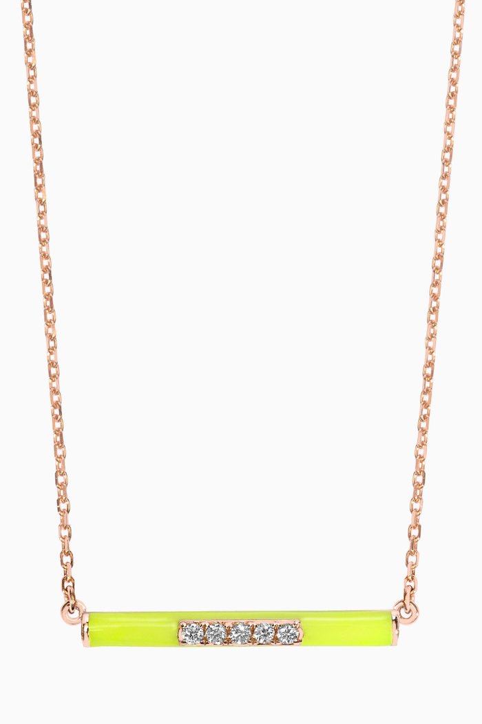 

Marbella Bar Diamond & Enamel Necklace in 18kt Rose Gold