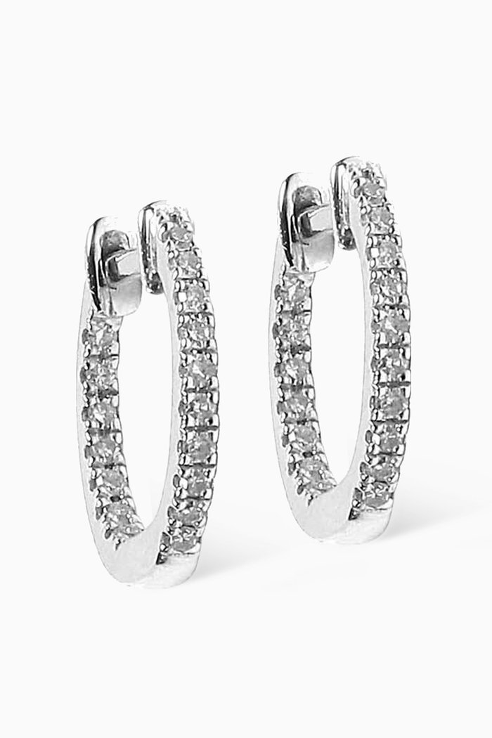 

Graphic Diamond Hoop Earrings in 18kt White Gold