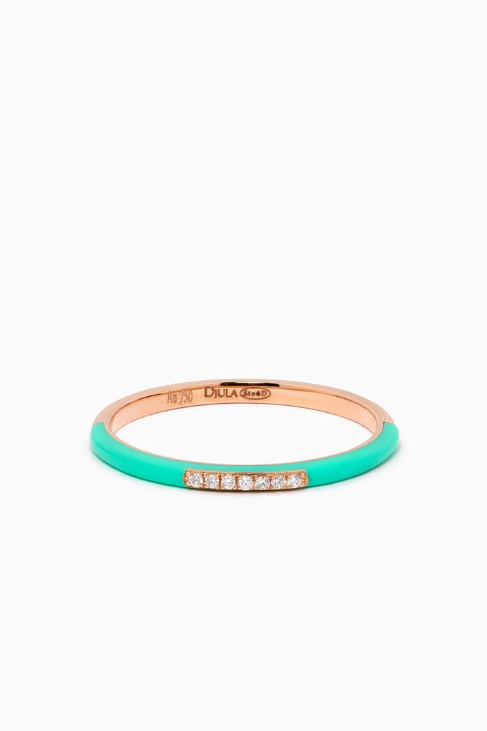 

Marbella Band Diamond & Enamel Ring in 18kt Rose Gold