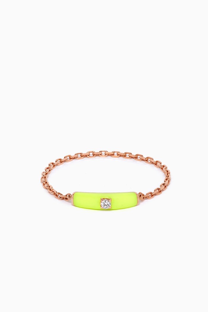 

Marbella Chain Diamond & Enamel Ring in 18kt Rose Gold