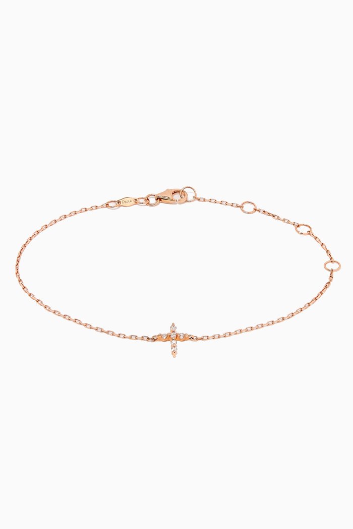 

Diamond Cross Chain Bracelet in 18kt Rose Gold, White