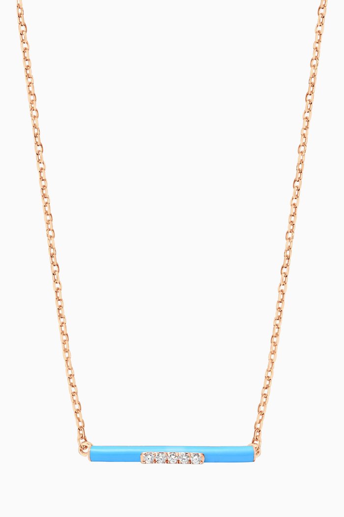 

Marbella Bar Diamond & Enamel Necklace in 18kt Rose Gold