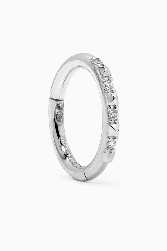 Spike Hoop Single Earring in 18kt White Gold