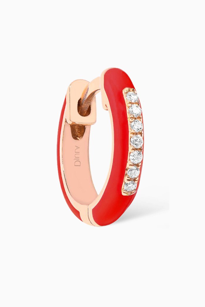 

Enamel Diamonds Hoop Single Earring in 14kt Rose Gold