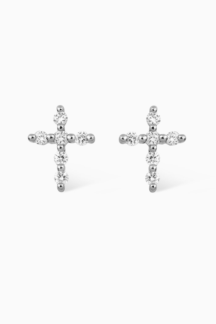 

Cross Diamond Stud Earrings in 18kt White Gold