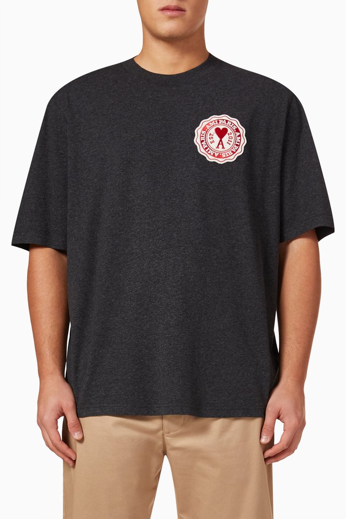 

France Patch T-shirt in Cotton Jersey, Black