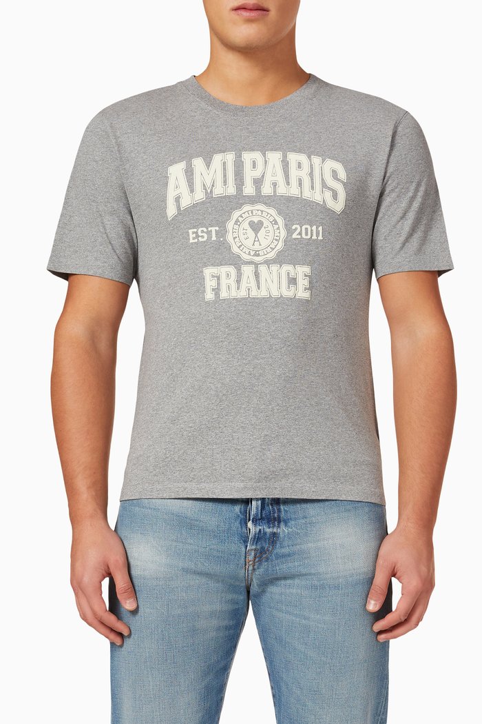 

Ami France Paris T-shirt in Organic Cotton Jersey, Grey
