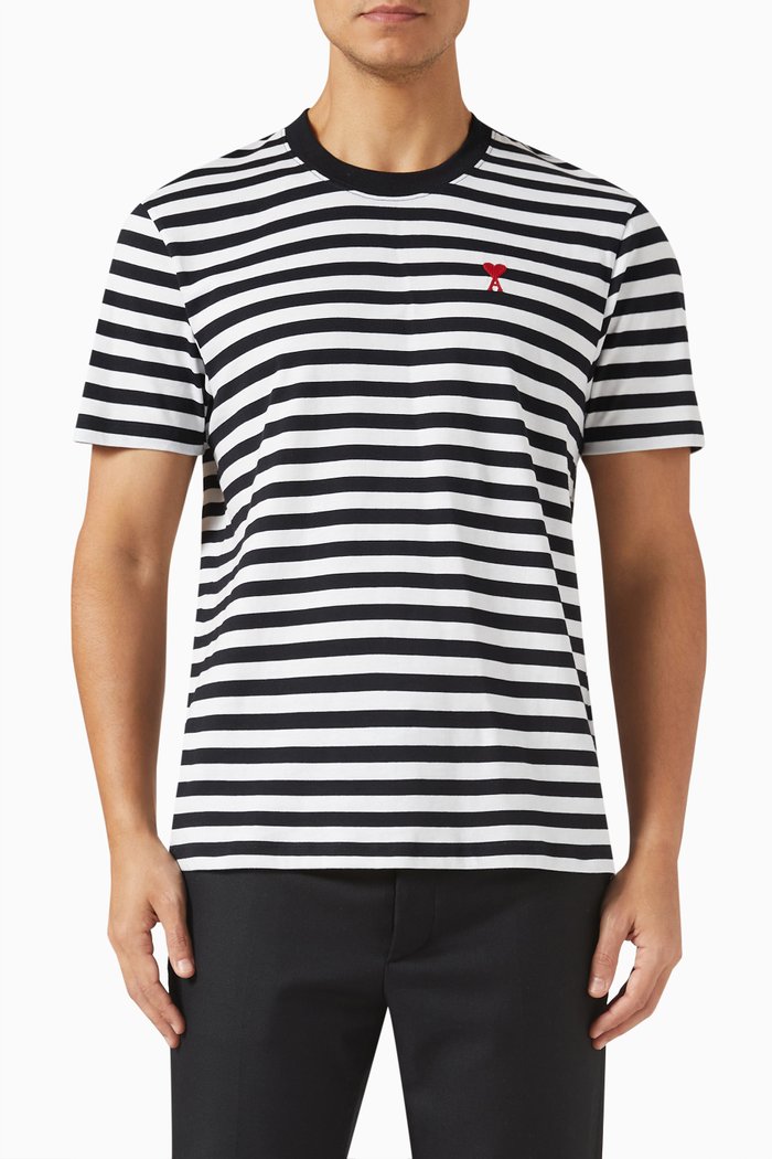 

Striped T-shirt in Organic Cotton, Black