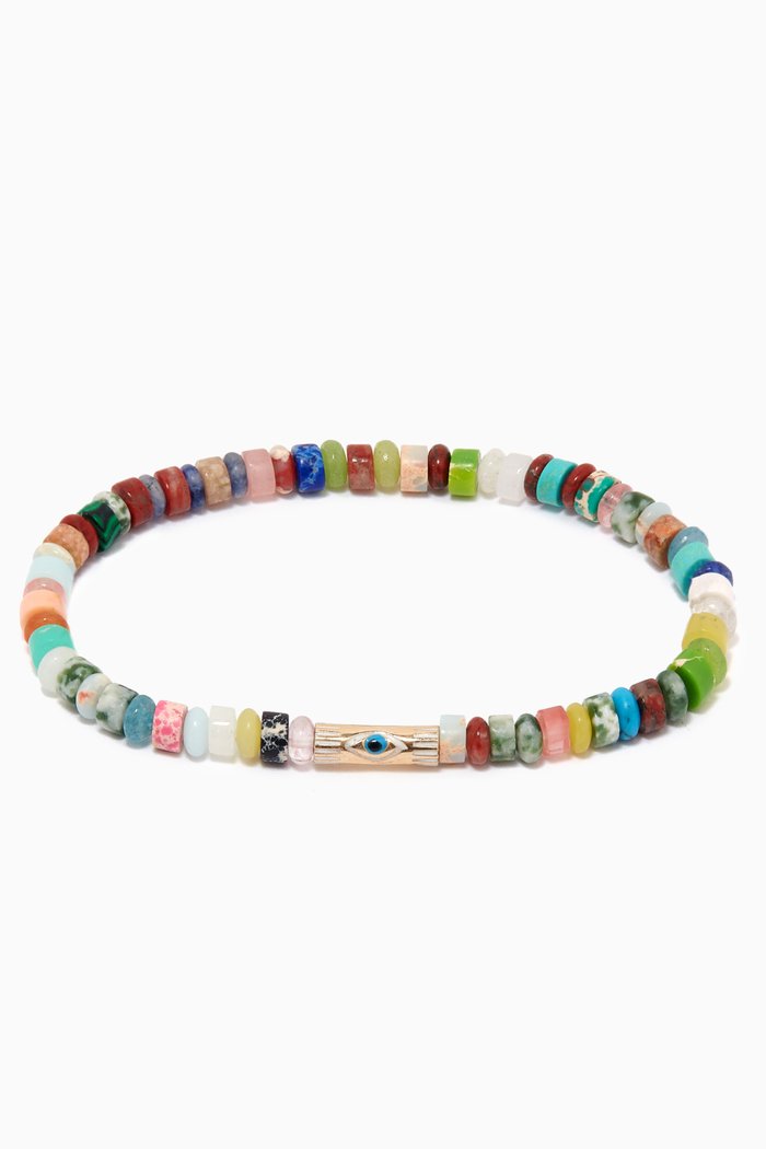 

Enameled Eye Beaded Bracelet in 14kt Yellow Gold