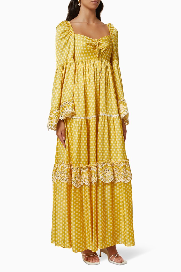 

Polka Dot Tiered Dress, Yellow