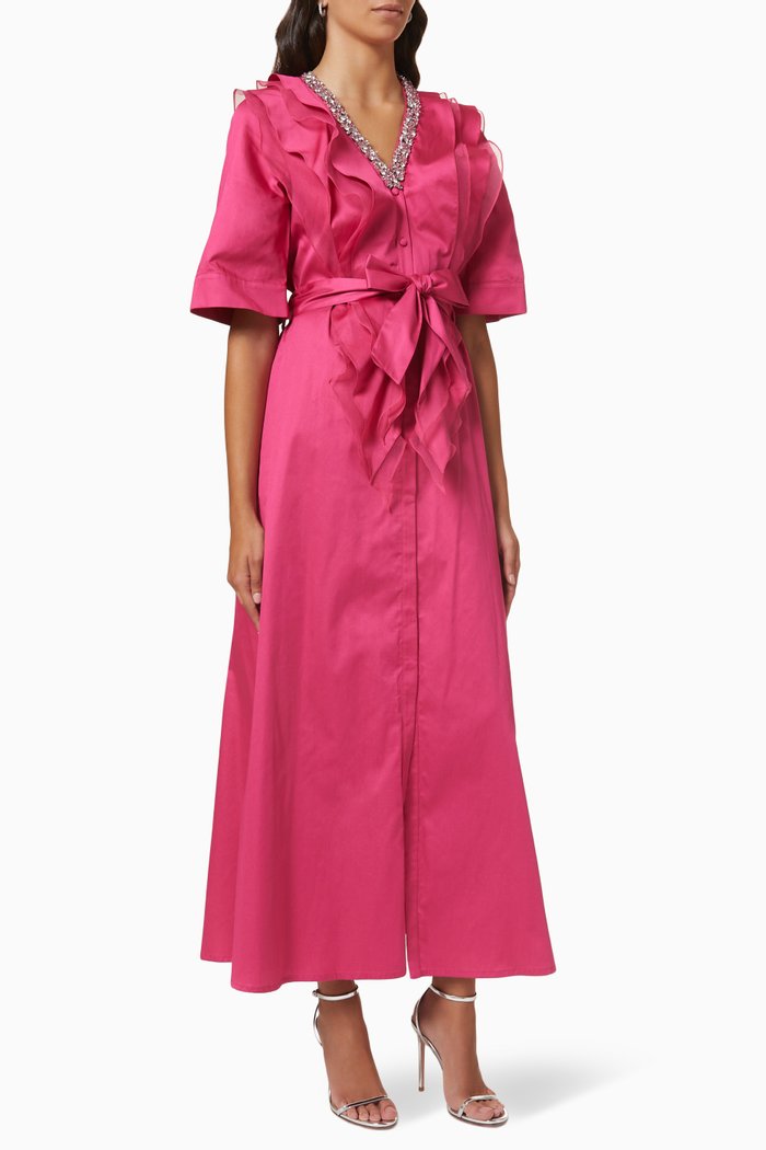 

Short Sleeve Dress in Cotton, Pink