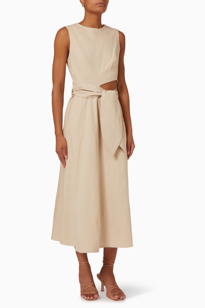 

Fallon Midi Dress in Stretch Slub, Neutral