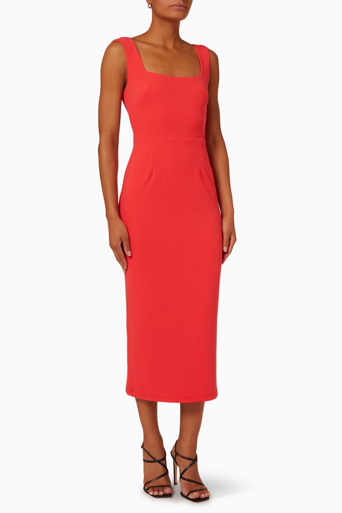 

Moonlight Midi Dress in Scuba Crepe, Red