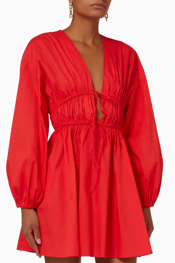 

Splendid Mini Dress in Stretch Cotton Poplin, Red