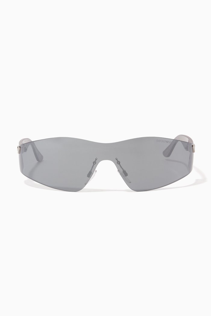 Square Sunglasses in Stainless Steel, Grey