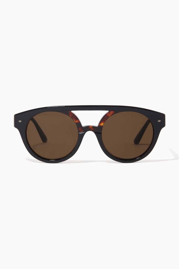 

Round Frame Sunglasses in Acetate, Brown