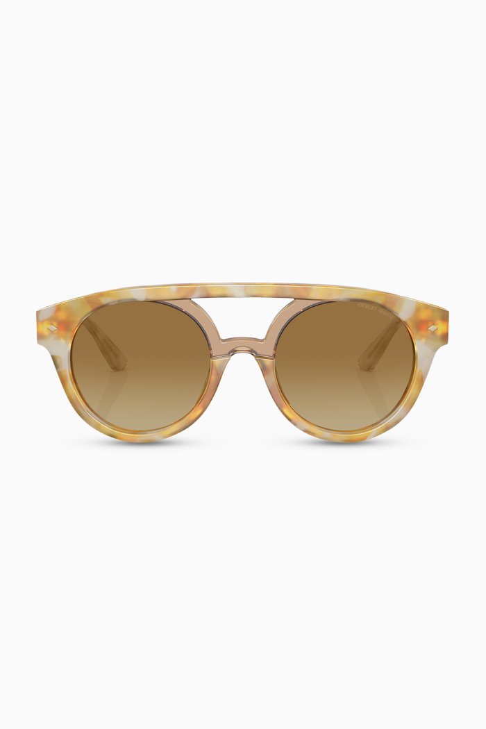 Round Frame Sunglasses in Acetate, Yellow