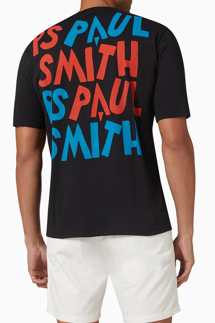 

Graphic Logo Print T-shirt in Organic Cotton Jersey, Black