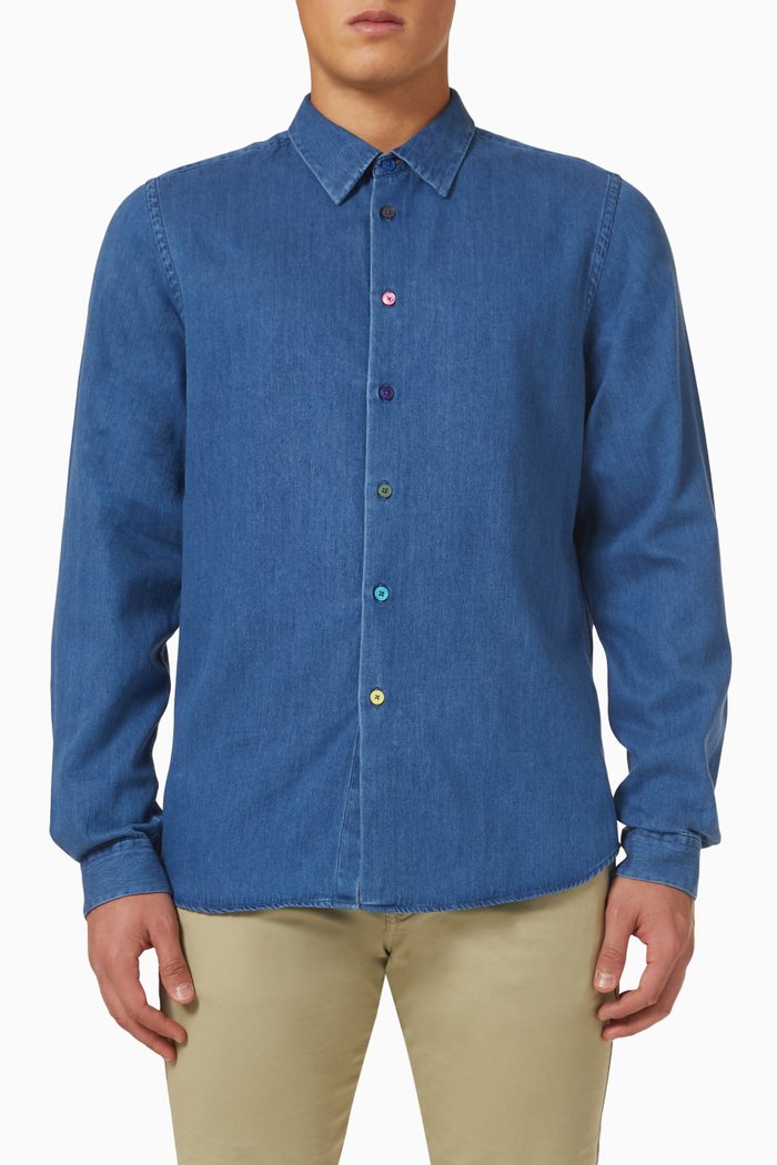 

Tailored Fit Shirt in Denim, Blue