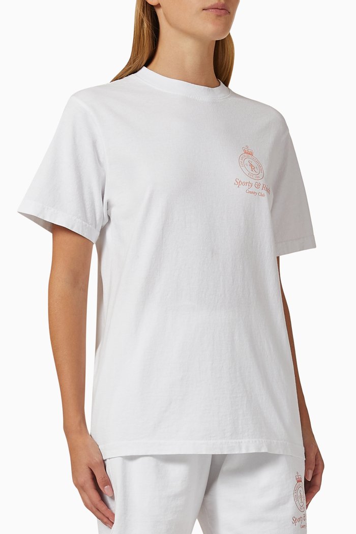 

Crown Logo Print T-shirt in Cotton Jersey, White