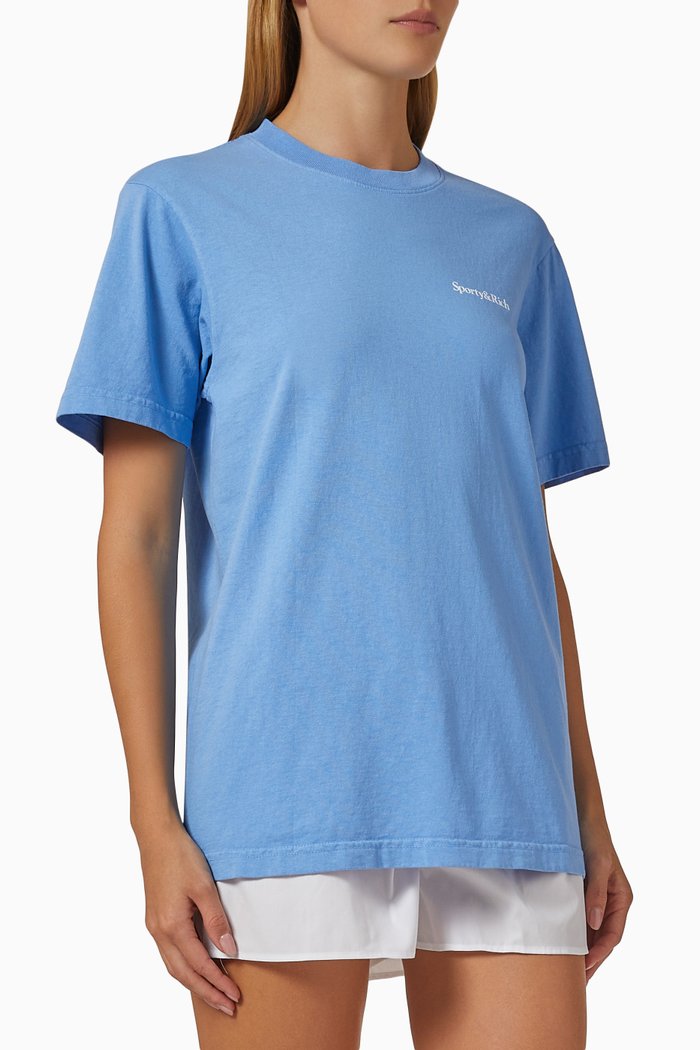 

Drink More Water Logo T-shirt in Cotton Jersey, Blue