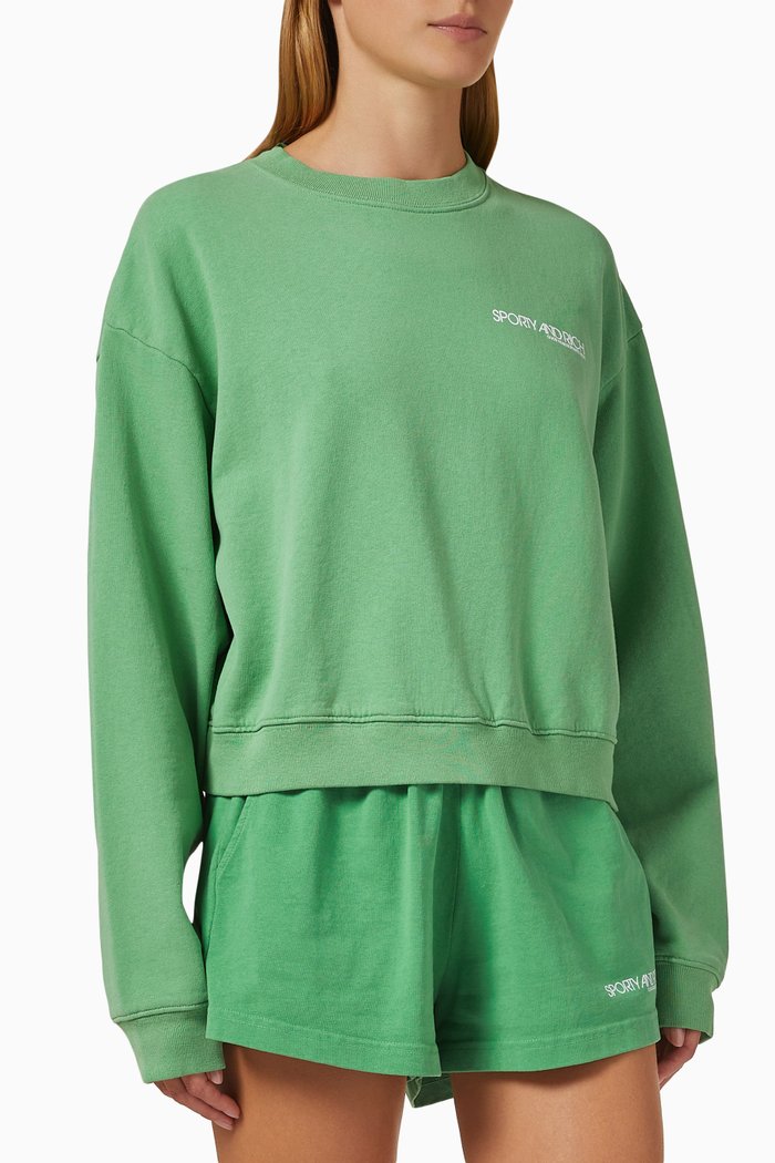 Disco Crop Sweatshirt in Cotton, Green
