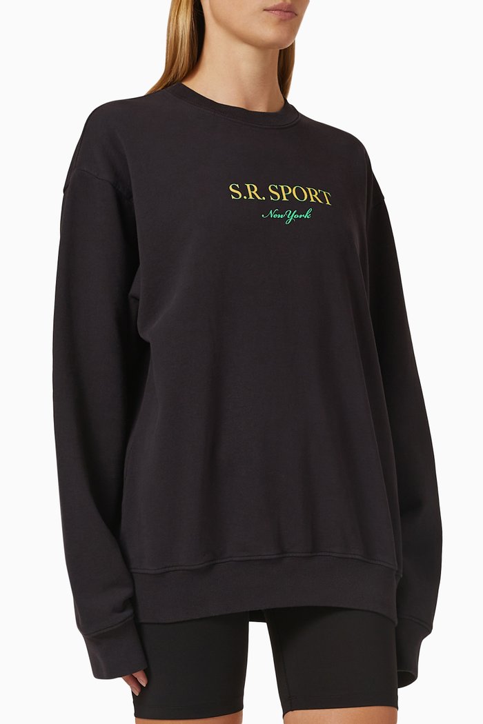 Wimbledon Crewneck Sweatshirt in Cotton, Black
