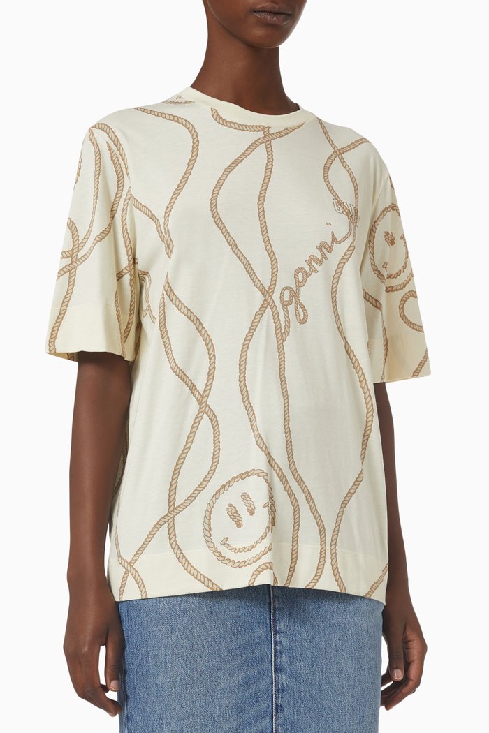 

Rope-print T-shirt in Organic Cotton, Neutral