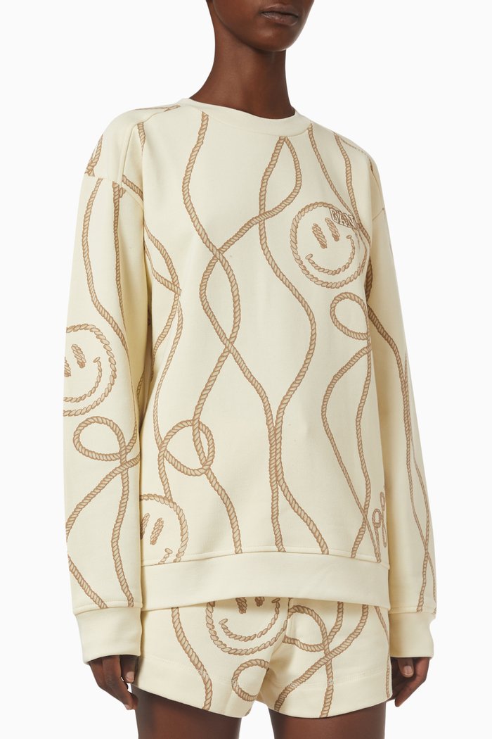 

Rope-print Sweatshirt in Organic Cotton-blend, Neutral