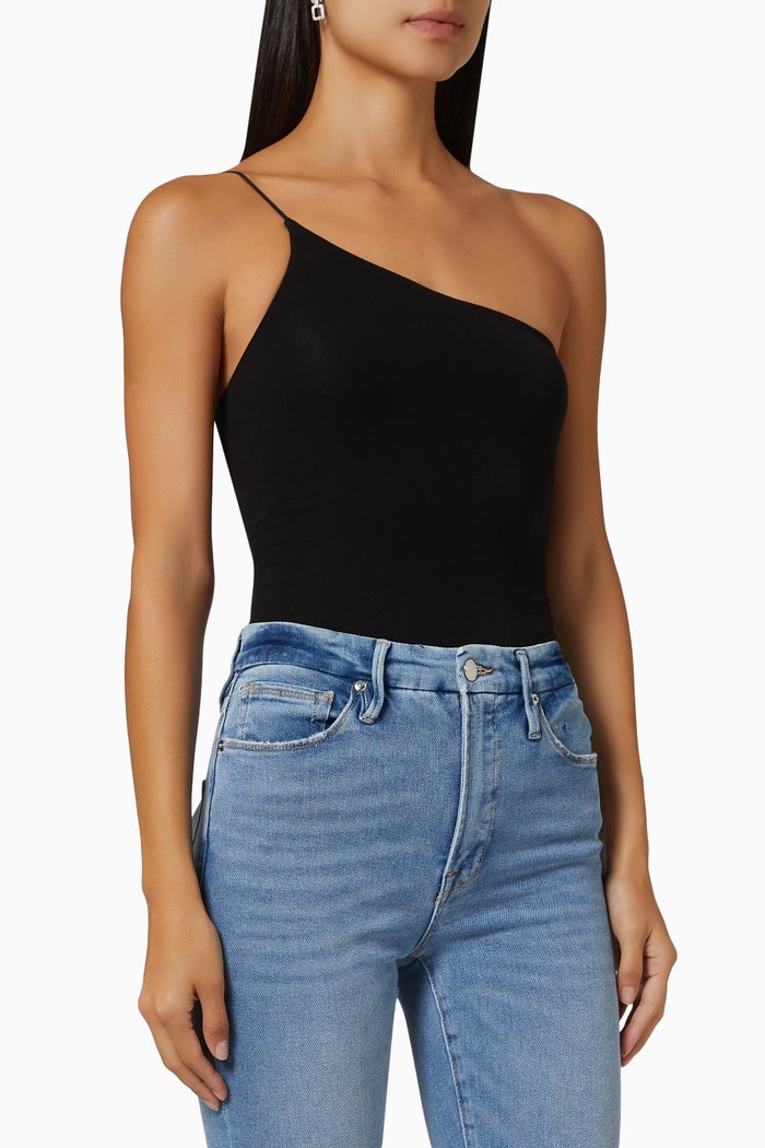 Good Touch 90s Bodysuit in Stretch Rayon, Black