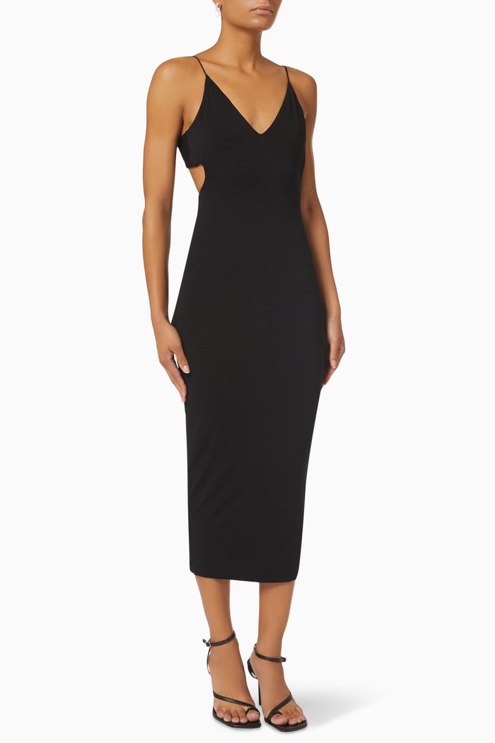 

Good Touch 90s Open Back Dress in Stretch Rayon, Black