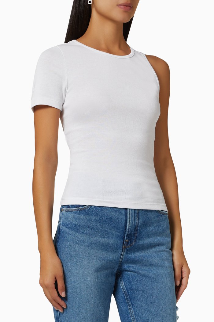 

Asymmetrical Open Back T-shirt in Recycled Cotton, White
