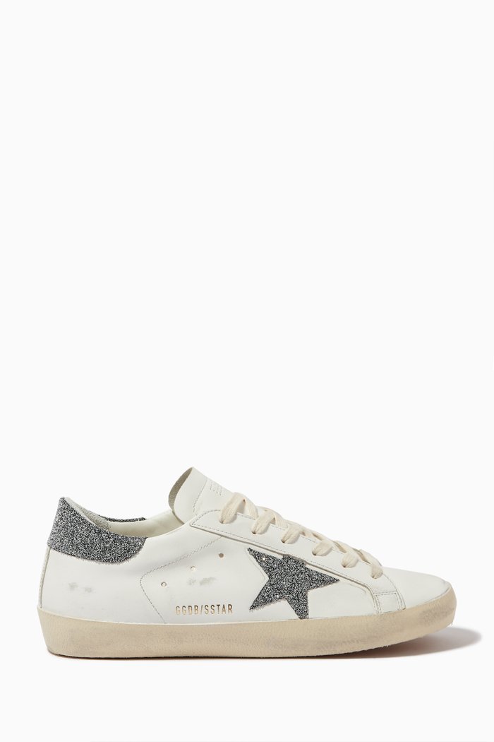 

Super Star Glitter Patch Sneakers in Leather, White