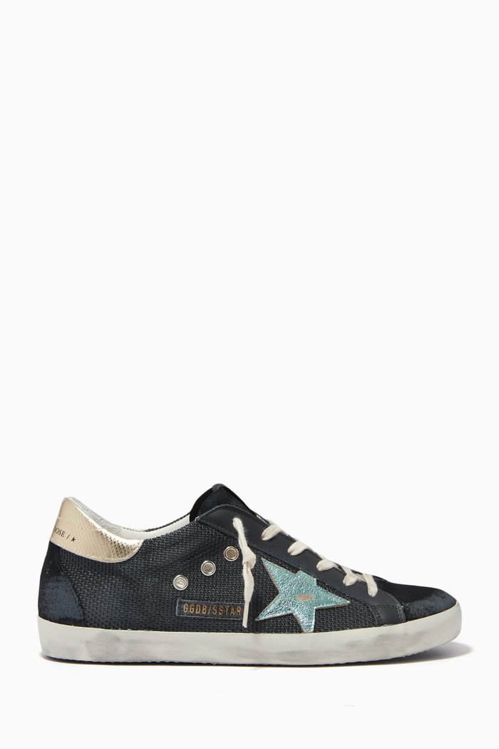 

Super-star Low-top Sneakers in Suede & Mesh, Black