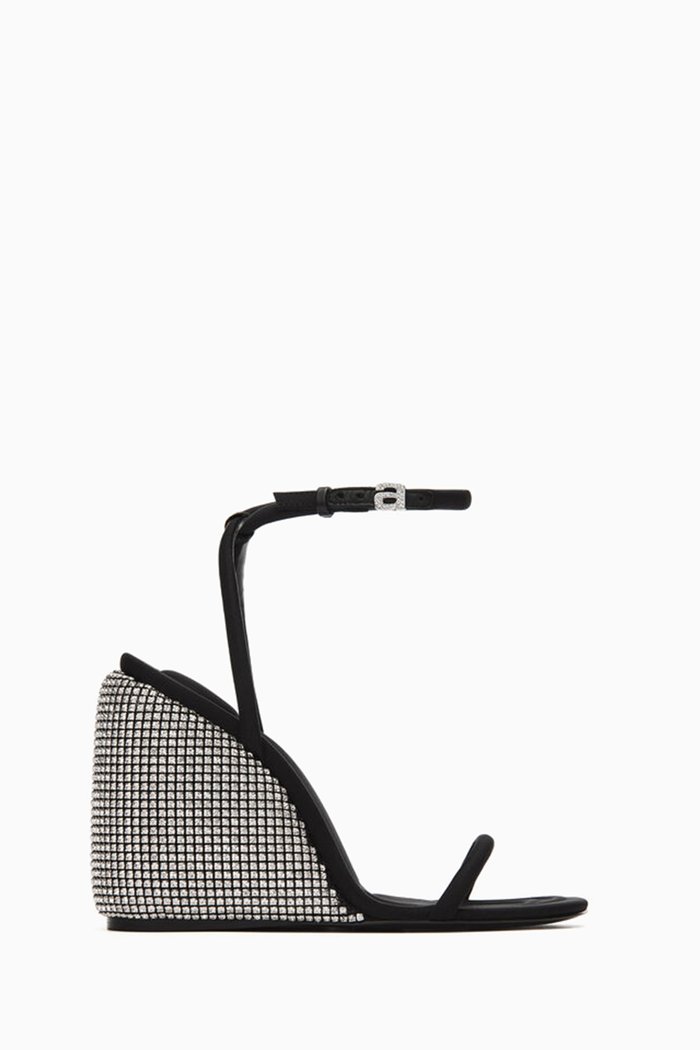 

Dahlia 95 Crystal Wedge Sandals in Lycra, Black